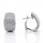  4.03 Cts Round Cut Diamond Hoop Pave Earrings 18K White Gold