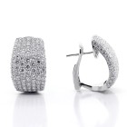  4.03 Cts Round Cut Diamond Hoop Pave Earrings 18K White Gold