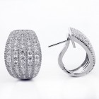 4.25 CTs Round Cut Diamond Hoop Pave Earrings 18K White Gold