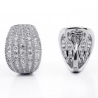 4.25 CTs Round Cut Diamond Hoop Pave Earrings 18K White Gold