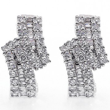 Earings Clip Ons  Total 1.20 Cts Set in 14k White Gold