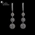 Dangly Halo Round Cut Diamond Earring total 3.16 Cts Weighting Set in 18K White Gold