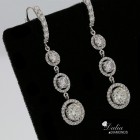 Dangly Halo Round Cut Diamond Earring total 3.16 Cts Weighting Set in 18K White Gold