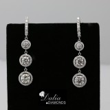 2.03 Ctw Three-Stone Round Cut Halo Diamond Drop Earring Set in 18K White Gold 2.03 Ctw Three-Stone Round Cut Halo Diamond Drop Earring Set in 18K White Gold