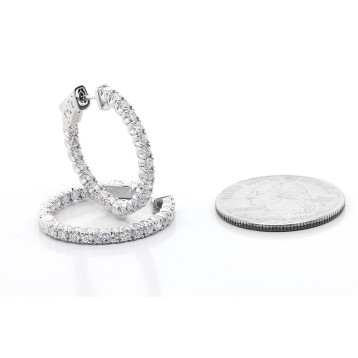 2.03 Cts Round Cut Diamond Hoop Errings set in 14K White Gold