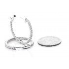 3.52 Cts Round Cut Diamond Hoops Earrings set in 14K White Gold