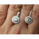 1.84 Cts Round Cut Certified Natural Diamond Earrings 14K White Gold
