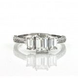 1.79 Cts. 18K White Gold Emerald Cut Diamond Engagement Ring