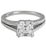 Jacob & Co.  Platinum Asscher Cut Diamond Engagement Ring