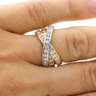 3.90 CTS TRINITY ETERNITY DIAMOND RING SET IN 14K PINK YELLOW WHITE GOLD