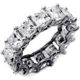 10.10 Cts Princess Cut Eternity Bend set in 14K White Gold