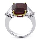 9.16 Cts Ruby Three Stone Engagement Ring set in Platinum