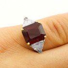9.16 Cts Ruby Three Stone Engagement Ring set in Platinum