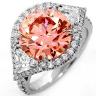7.03 Ctw Platinum Pink Round Cut Diamand Engagement Ring with 2 Trillion Cut Diamonds 7.03 Ctw Platinum Pink Round Cut Diamand Engagement Ring with 2 Trillion Cut Diamonds