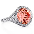 7.03 Ctw Platinum Pink Round Cut Diamand Engagement Ring with 2 Trillion Cut Diamonds 7.03 Ctw Platinum Pink Round Cut Diamand Engagement Ring with 2 Trillion Cut Diamonds