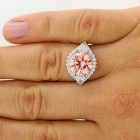 7.03 Ctw Platinum Pink Round Cut Diamand Engagement Ring with 2 Trillion Cut Diamonds 7.03 Ctw Platinum Pink Round Cut Diamand Engagement Ring with 2 Trillion Cut Diamonds