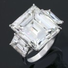 24.64ctw 3-Stone Emerald Cut Diamond Ring PLATINUM