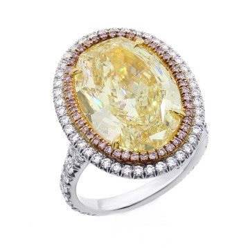 11.7 CTS LIGHT FANCY YELOW OVAL CUT DIAMOND ENGAGEMENT RING 