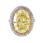 11.7 CTS LIGHT FANCY YELOW OVAL CUT DIAMOND ENGAGEMENT RING 