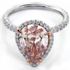 3.71 Cts Vivid Pink Pear Shaped Diamond Engagement Ring set in Platinum