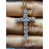 2.17 TCW ROUND CUT DIAMOND CROSS 14K Rose Gold