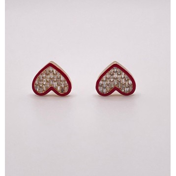 0.50ct Dia 14kt Gold Diamond Heart Earring with Color Enamel 