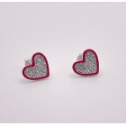 0.50ct Dia 14kt Gold Diamond Heart Earring with Color Enamel 