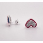 0.50ct Dia 14kt Gold Diamond Heart Earring with Color Enamel 