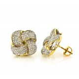 14Kt Yellow Gold and Diamond Knot Stud Earrings 1.35Ct