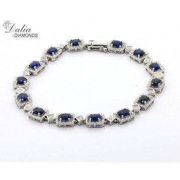 Blue Gem Stones and Diamond Braclet total 8.09 cts set in 18k white gold 