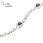 Blue Gem Stones and Diamond Braclet total 3.66 cts set in 18k white gold