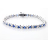 Diamond and Sopphire Tennis Bracelete set in 14K White Gold