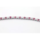 Diamond and Ruby Tennis Bracelete set in 14K White Gold
