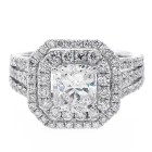 1.34 cushion cut double halo diamond engagement ring 