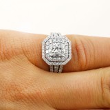 1.34 cushion cut double halo diamond engagement ring 