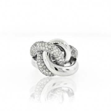 Diamond and White Gold Twist Ladies Ring