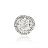 Round and Baguette Diamond Flower Ring