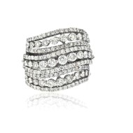 9 Row Ocean Wave Diamond Right Hand Ring