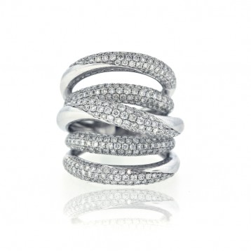 5 Row Curved Pave Twist Ring
