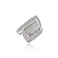 Invisible Set Twisted Rectangle Diamond Ring