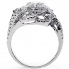 1.27 Cts Round Cut Diamond Halo Cocktail Ring Set in 14K White Gold 
