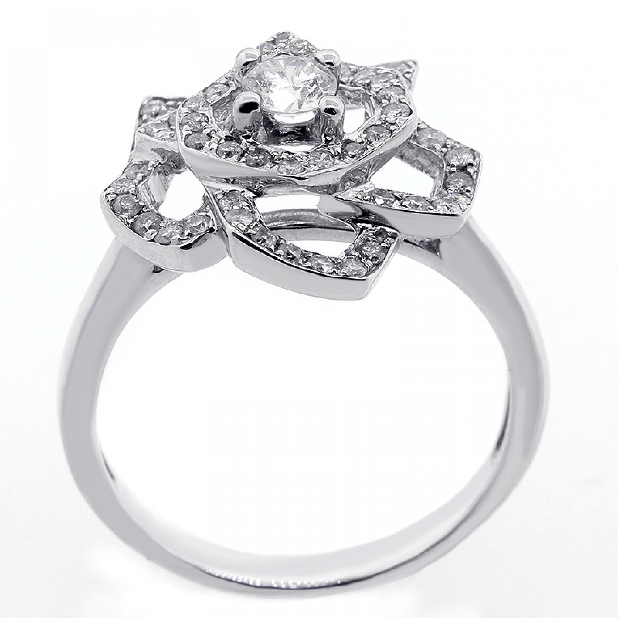 Filigree Cathedral Ring Setting with Diamond Halo in 14K White Gold – Ron  George Jewelers