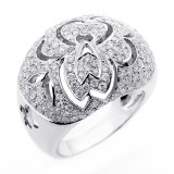 2.11 CTS DIAMOND COCKTAIL RING WITH FLORAL DESIGN SET IN 14 K WHITE GOLD 2.11 CTS DIAMOND COCKTAIL RING WITH FLORAL DESIGN SET IN 14 K WHITE GOLD