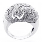 2.11 CTS DIAMOND COCKTAIL RING WITH FLORAL DESIGN SET IN 14 K WHITE GOLD