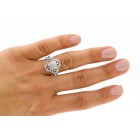 Flower shaped Fancy Ring total of .89 cts set in 14kt White gold