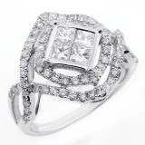 1.69 CTS DIAMOND COCKTAIL RING SET IN 14K WHITE GOLD