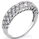 Two Line 14K White Gold Round Cut Diamond Ring 1.32 CT