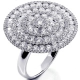 3.04 Cts Diamond Cocktail Ring Set in 18K White Gold