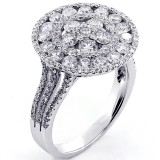2.07 Cts Diamond Cocktail Ring Set in 18K White Gold