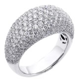 3.32 Cts Micro-pave round cut diamond cocktail ring set in 18K white gold